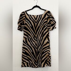 Zara Black and Tan Zebra Long Sleeve Dress